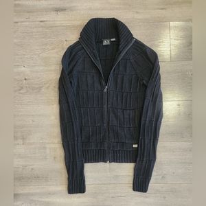 ARMANI EXCHANGE MENS BLACK COTTON BLEND RIB KNIT FULL ZIP JUMPER SWEATER XS